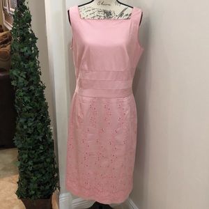 NWOT Talbots Peachy Pink Striped Shift Dress Size 14